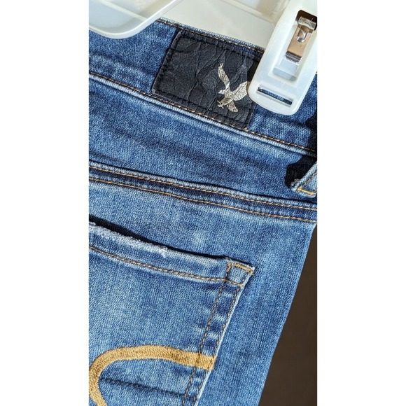 American Eagle High Rise Shortie Denim Jean Shorts Ripped Distressed Cuffed 6 - Picture 6 of 8